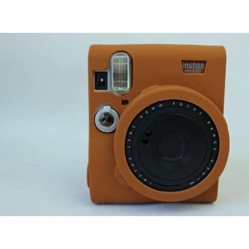 Silicone Rubber Camera Case Bag Cover For FUJIFILM Instax Mini 90 mini90 Color Black Light Brown