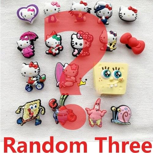 Geniune Cute Shoe Charms Accessories Cartoon Kitty Cats SpongeBobs Bowknot Shoes Buckle Decorations for Sandals Charms Gift