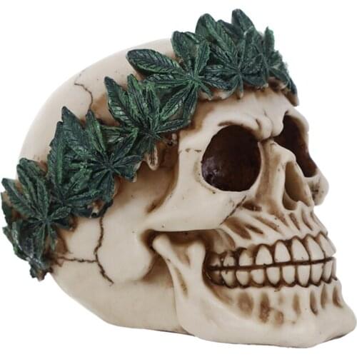 Moquerry Resin Craft Statues Skull Head With Anadem Creative Skull Figurines Sculpture Bar Ornament Home Decor decoracion hogar