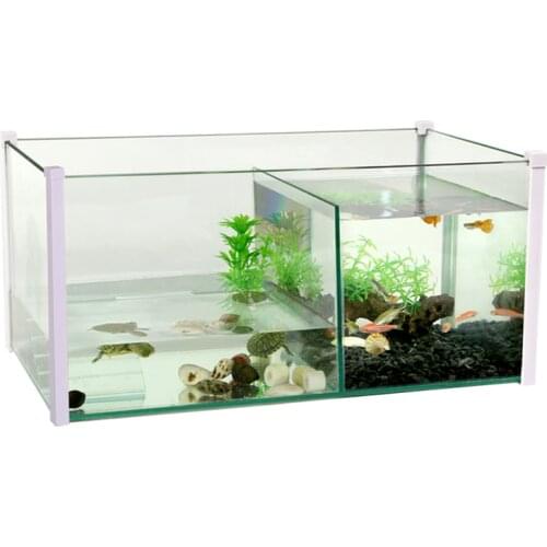 Special Tank for Turtle Culture Small Water and Land Tank with Balcony Villa Glass Goldfish Tank Tortoise Mixed Tank Turtle Tank
