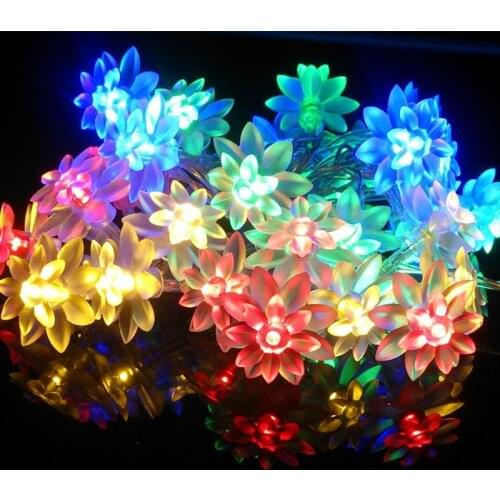 LED Lotus String Lights Decoration 3/5/10M Christmas New Years Decorative Lamps Battery Flash Flower Garlands USB Fairy Light
