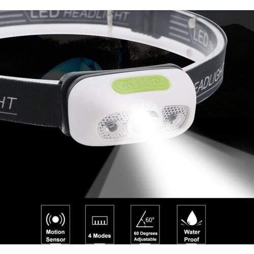 LED Headlamp Motion Sensor Hand-free Wave Induction Head Light Rechargeable Outdoor Waterproof Night Fishing Riding Torch Sport