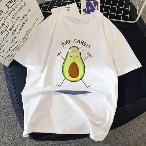 Avocado Spoof Funny printed T-shirt 2021 Fahion Summer Women T Shirt Casual Tops Tee White O-neck Short Sleeve Tee Top