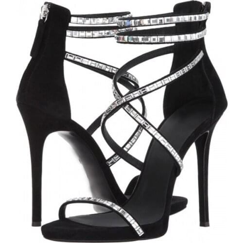 Cross strap rhinestone sandals women 2020 summer Roman sandals stiletto platform sexy large size super high heels