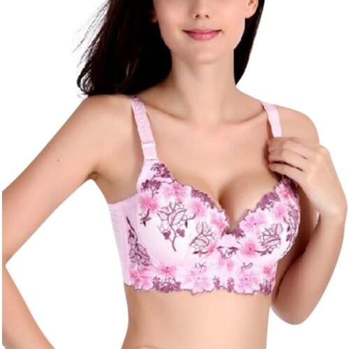 Push Up Ladies Embroidery Flower Bras Women Elegant Bras Underwire For Wedding Everyday