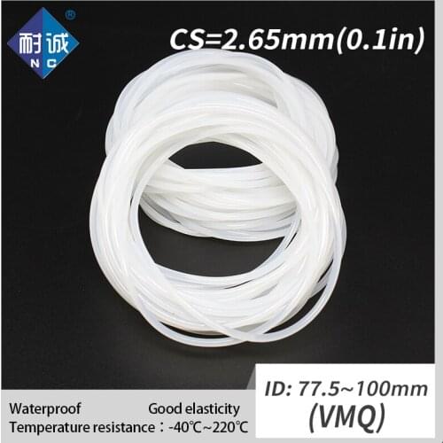 1PC/lot Silicone rubber oring VMQ CS 2.65mm ID77.5/80/82.5/87.5/97.5/100mm Silicone O-ring Gasket Washer waterproof Silica gel