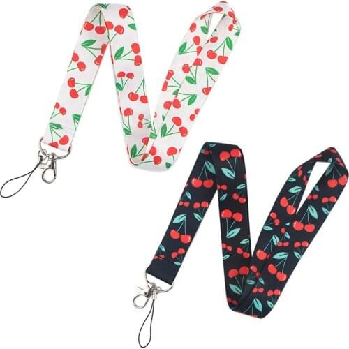 10Pcs Fruit Cherry Cute Lanyard Keychain Lanyard For Keys ID Badge Holder Phone Rope Neck Straps Mobile Accessories