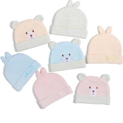 2020 Cute Kids Hat Bear Styles Cap for Boys Girls Candy Colors Baby Beanies Hats double Cotton layer newborn Hat Toddler Infant