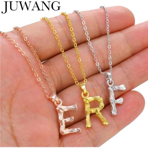 JUWANG 2021 Vintage Clavicle Chain Necklace 26 Letter Alphabet Initial Pendant Chokers Necklaces For Women Men Jewelry Collar
