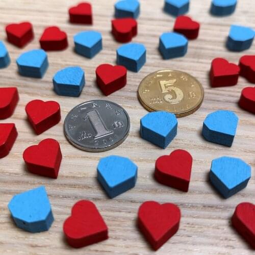 30Pcs 10mm Red Heart Shape Blue Diamond Shape Pawn Wood Chessman Game Pieces For Token Board Game Injury Mark Accessories