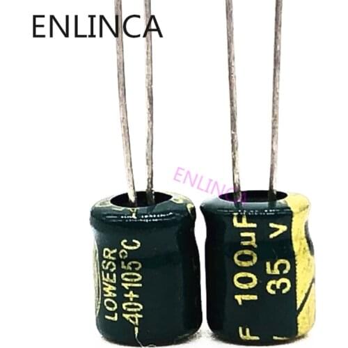 200pcs/lot S31 Low ESR/Impedance high frequency 35v 100UF aluminum electrolytic capacitor size 6*7 100UF35V 20