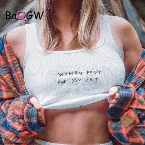 BaQGW Summer Sleeveless Ribbed Knit Letter Embroidery Tank Top Sleeveless Women Fashion Sexy Streetwear Casual Wear Crop Tops