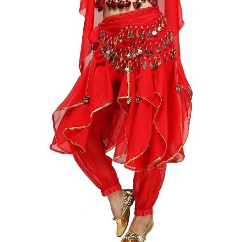 Belly Dancing Costume Pants Competition Indian Dance Trousers Performance Outfits Carnival Chiffon Elastic Waistband 11 Colors