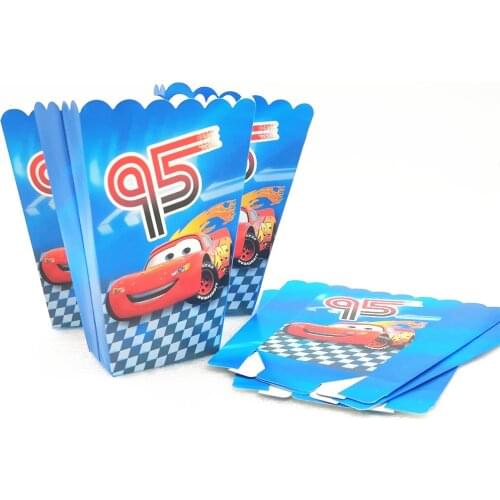 Kids Cars Popcorn Box Lightning Mcqueen Decoration Child Favor Baby Shower Happy Birthday Pattern Folding Party Supplies