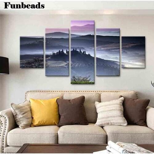 Home Decor Wall Art Diy diamond painting cross stitch Italy Tuscan Morning Fog Landscape,5d diamond embroidery sale 5 pcs FF501