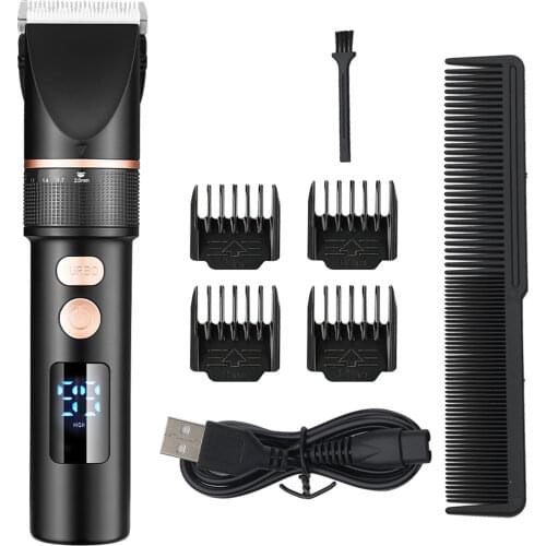 Electric Hair Clipper Rechargeable Hair Trimmer Titanium Ceramic Blade Salon Men Hair Cutting Barber Machine LCD Display