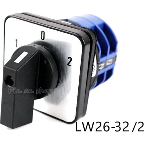 Lw26-32/2 3 position rotary switch 32A 2 poles changeover cam universal switch silver contact