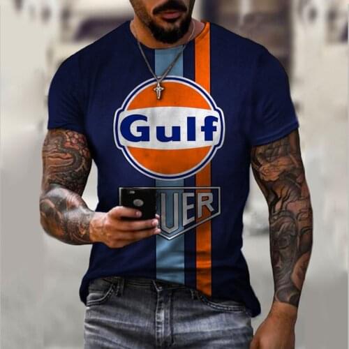 Summer New Casual Streetwear Gulf T-Shirt For Men Oversized Quick-Drying Breathable Daily Wear Tops Tees For Male 7 Colors