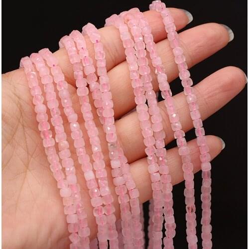 Natural Stone Faceted Bead Square Shape Loose Spacer Bead for Trendy Jewelry Making Women Necklace Bracelet Accessories