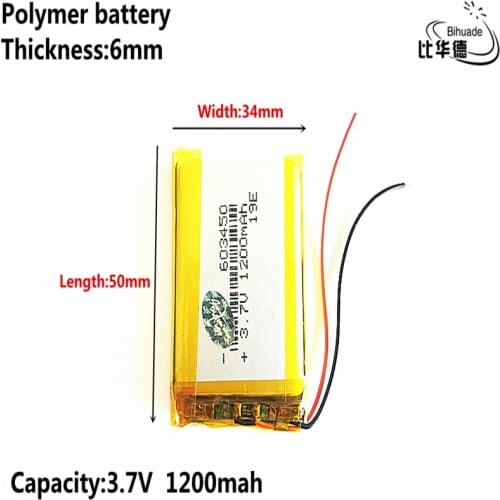Good Qulity Liter energy battery 3.7V,1200mAH,603450 Polymer lithium ion / Li-ion battery for TOY,POWER BANK,GPS,mp3,mp4
