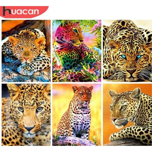 HUACAN DIY Diamond Painting 5d Leopard Full Square Diamond Embroidery Cross Stitch Animal Mosaic Picture Home Decor