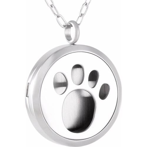 IJP0154 Baby Footprint Stainless Steel Aromatherapy Keepsake Pendant Essential Oils Diffuser Perfume Free 12 Pads Necklace Gift