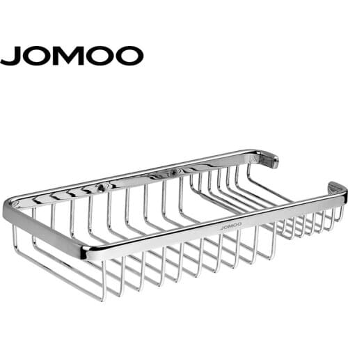 JOMOO Organized Rack Holder Wall Mounted Brass Bathroom Basket Storage Shelf Hanger Chrome Finish Bathroom Shelf Rectangle Shape