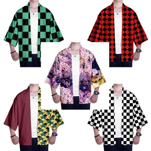 Japanese 3d Print Kimono Demon Slayer Kimetsu No Yaiba Tanjiro Kamado Cosplay Men Women Seven Point Sleeve Cardigan Jackets Tops