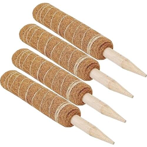 4PC Coir Moss Totem Pole Coir Moss Stick for pers Plant Support Extension Climbing Indoor Garden Plants