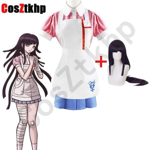 Danganronpa Mikan Tsumiki Cosplay Costume Halloween Carnival Ultimate Nurse Funny Costume Cafe Maid Uniform For Women