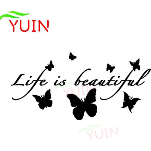 Life Is Beautiful Butterfly Beautiful Design Decal Fashion Decoration PVC Waterproof Sunscreen Sticker Can Be Customized Color