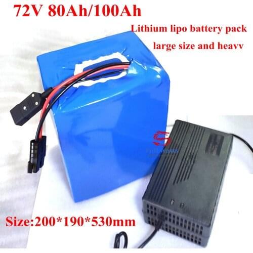 72v 80Ah 100Ah lithium battery 120A smart BMS electric Scooter 5kw 7000w 9000w ebike battery bluetooth App LED display + 10A