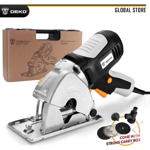 DEKO DKMS85Q2 26mm Depth Mini Circular Saw with 4 Blades, BMC Box Electric Wood Saw Personal Safety & Electrical Safety System
