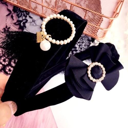 Fashion pearls Rhinestone HairBand Hair Accessories Women Girls Bowknot Headband Headwear High Quality New Years Party Gift
