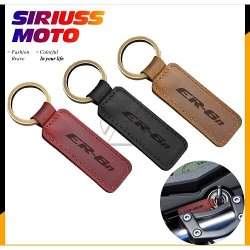 Motorcycle Keychain Cowhide Key Ring Case for Kawasaki ER-6N ER6N ER6F