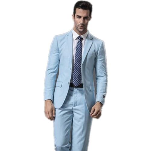 Light blue men formal occasions with the grooms best man wedding PROM gown two-piece high quality mens suits
