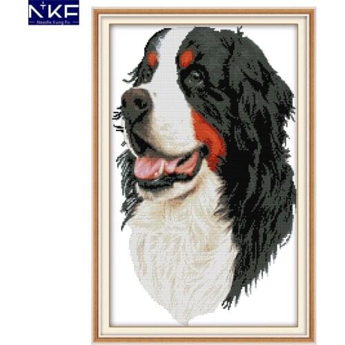NKF Bernese Mountain Dog Cross Stitch Set Handmade Craft Needlework Cross-Stitch Embroidery Kit Cross Stitch for Home Decor