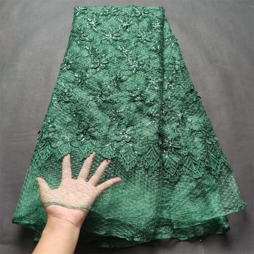 Latest 2021 High Quality African Lace Fabric Embroidery Swiss French Tulle Cotton Wedding Party Dress Guipure Sequins 2.5Yards