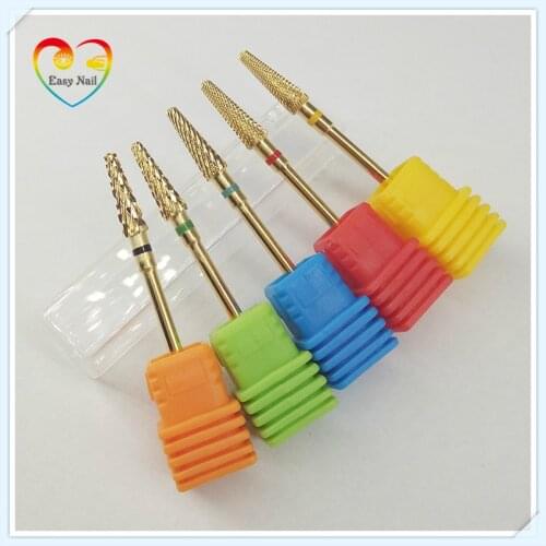 New! 5pcs/set Hot 49mm Gold Carbide Nail Drill Bit Electric Nail File Drill Bit Coarse Carbide Drill Nail Art Tools,Nail files