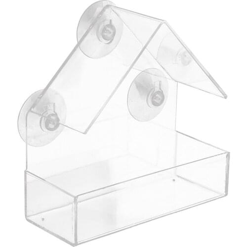 Window Bird Feeder For Pet Birds Hangable Viewing Hanging Suction Clear Glass Supplies Outdoor Hotel Table Peanut Feeding Box