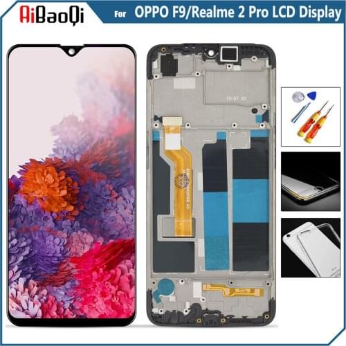 Original For OPPO F9/F9 Pro LCD Display Screen Touch Digitizer Assembly For OPPO Realme 2 Pro RMX1801/07 With Frame Replace