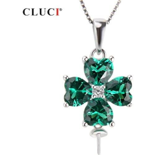 CLUCI Green 925 Sterling Silver Clover Charms Pendant Gift Jewelry for Women Sterling Silver Zircon Clover Pendant SP211SB
