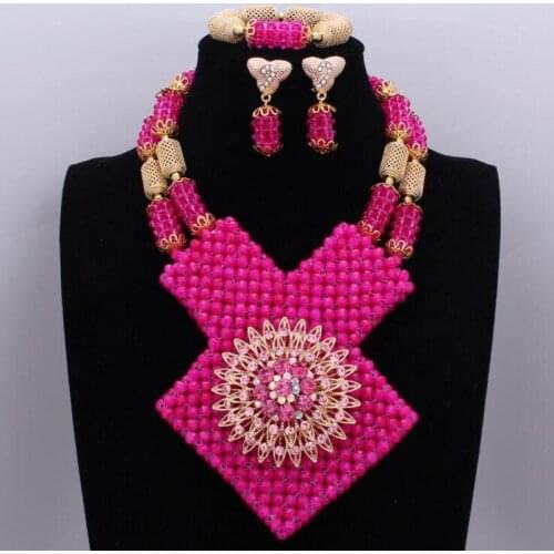 Christmas Costume Necklace Jewelry Sets Elegant Hot Pink African Lady with Brooch High Quality Jewelry Sets Free Shipping
