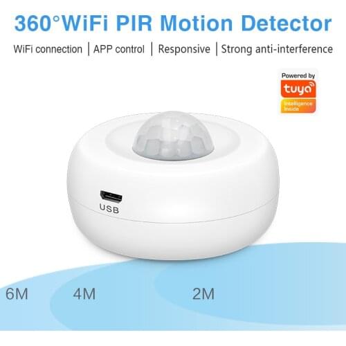 Sgooway Tuya Alarm Smart PIR Wifi Motion Detector Sensor Compatible with Tuya Smart Life APP Work With Battery/USB