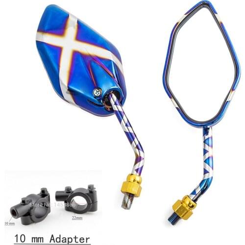 Universal Motorcycle Rear View Mirror 10mm Bolt with Handle Bar Mount Clamp For Street Bike ATV Dirt Bike BMX Bicycle Scooter