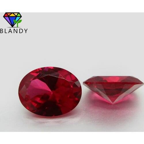 High Quality 3x5mm~13x18mm 5# Red Stones Oval Shape Brilliant Cut Synthetic Corundum Stone for Jewelry