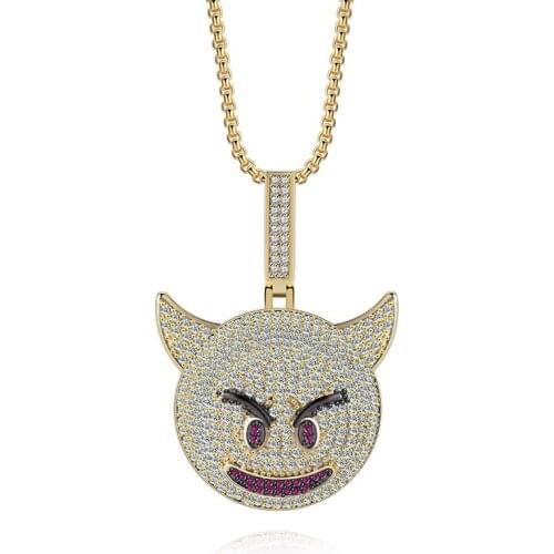 Meirenpeizi Funny New Hip Hop Style Pendant Necklace Gold Color Copper Zircon High Quality Jewelry Street Art Horn Rap Necklace