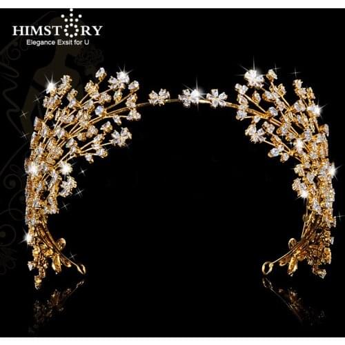 Himstory Arabic Womens Wedding Headband CZ Zircon Bridal Cubic Zirconia Headpiece Hairbands Handmade Hair Jewelry Accessories