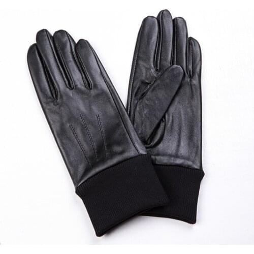 Women Genuine Sheepskin Leather Gloves Autumn Winter Warm Full Finger Black Gloves High Quality