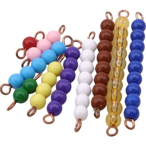 10Pcs Montessori Genuine Bead Stair Acessories Math Manipulatives Kindergarten Colorful Beads Gift for Infant Early Learning